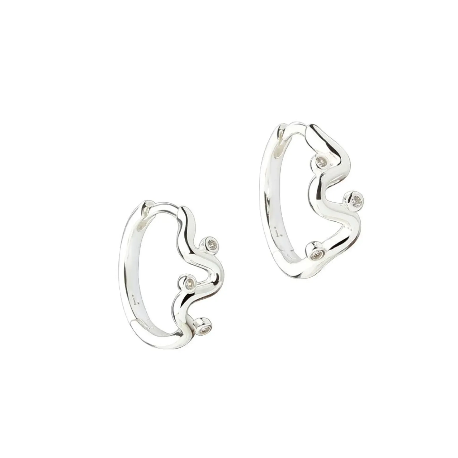 Aqua Dulce Wavy Hoop Øreringe i Sølv