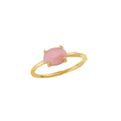 Carré Ring i 10 Karat Guld Med Pink Opal