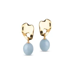 Enamel Aida Earrings - Forgyldt m. Blå Emalje - E383G-SteelBlue
