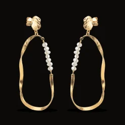 Enamel Aloma Pearl Large Earring I Forgyldt Sølv - E340GM