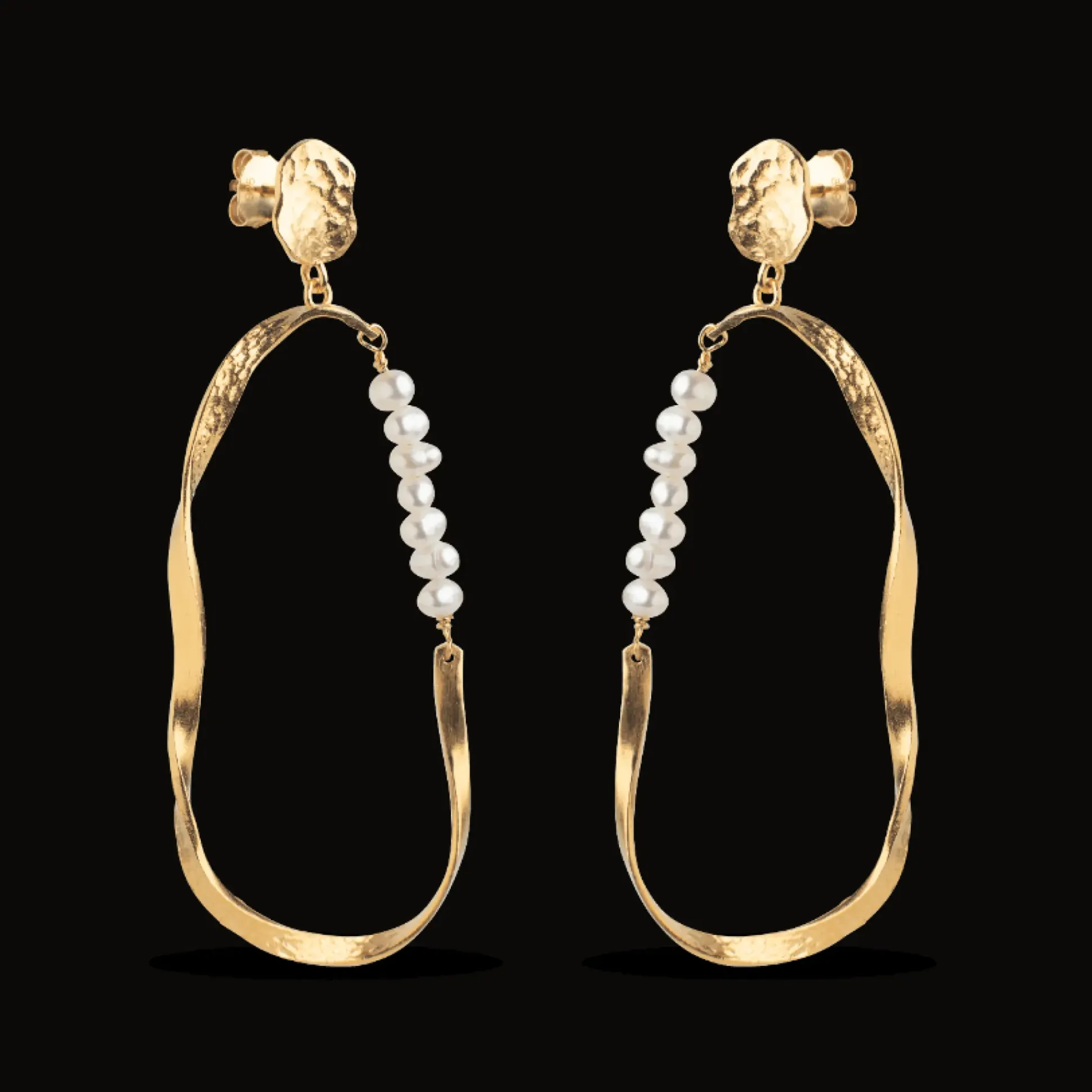 Enamel Aloma Pearl Large Earring I Forgyldt Sølv - E340GM