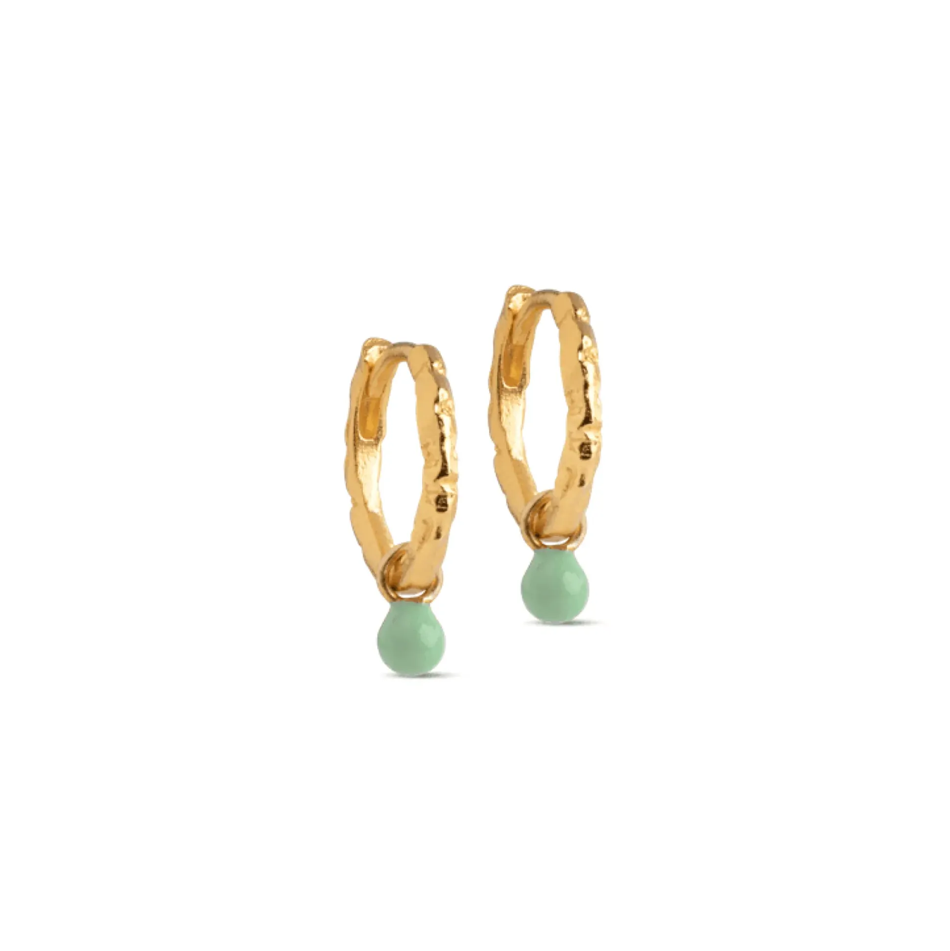 Enamel Belle Forgyldt Hoops - E245GM Dusty Green
