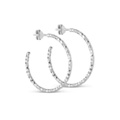 Enamel Diamond Cut Hoops Large - E148S