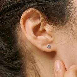 Enamel Heart Studs Sølv - Hjerte Ørestikker - E373SM