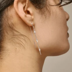 Enamel Kia Earrings - Sølv Kædeøreringe - E369SM