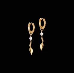Enamel May Pearls Hoops sølvforgyldt - E366GM
