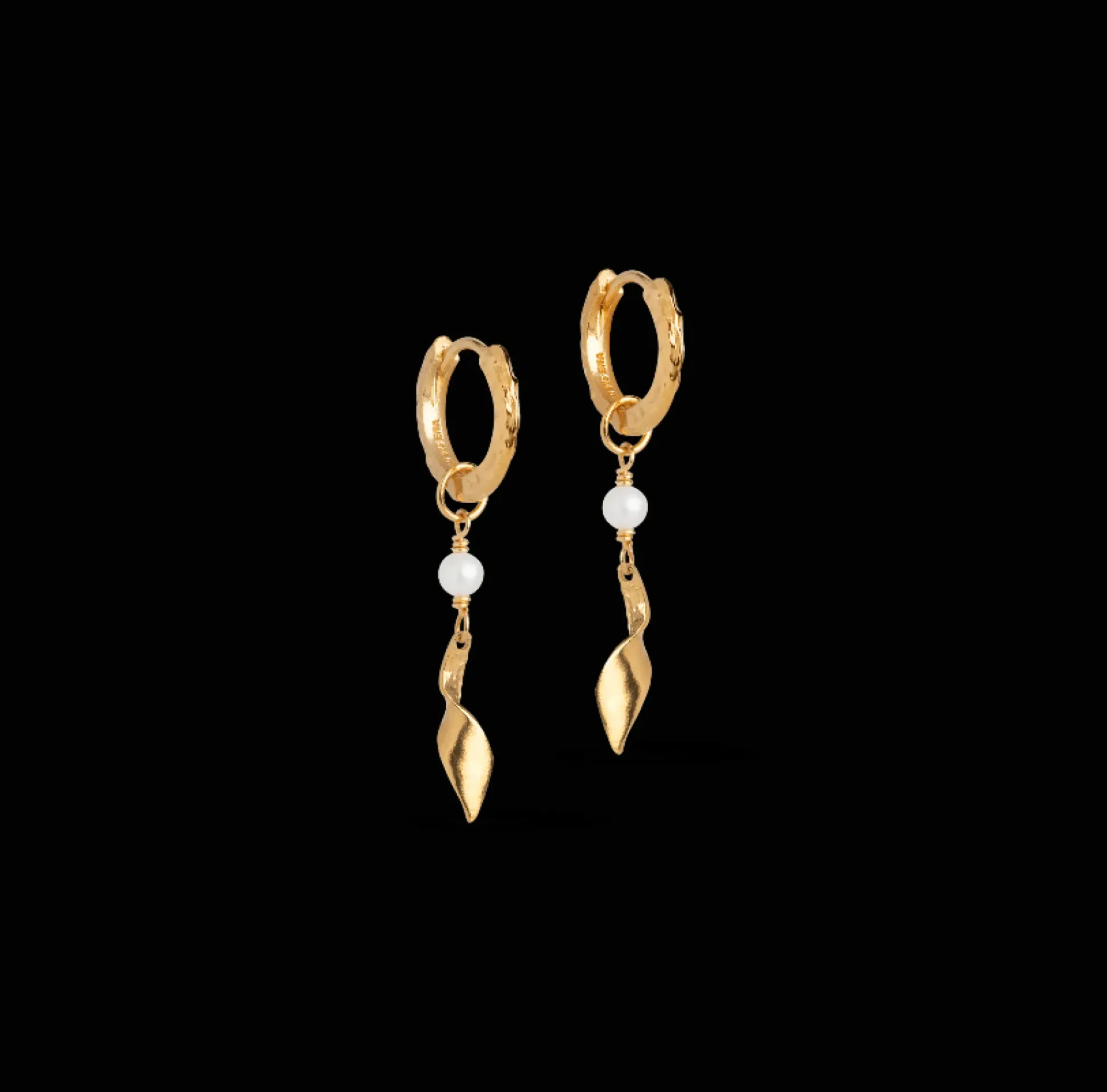 Enamel May Pearls Hoops sølvforgyldt - E366GM
