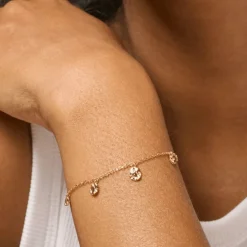 Enamel Refined Charm Bracelet - Forgyldt Armbånd - B133GM