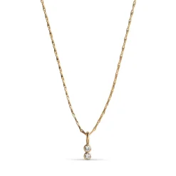 Enamel Twin Necklace - Forgyldt Halskæde Med Zirkoner - N129G