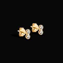Enamel Twin Studs - Forgyldte Ørestikker Med Zirkoner - E379G