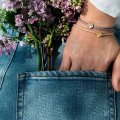 Flora Danica Firkløver Silke Armbånd Rosa - Forgyldt