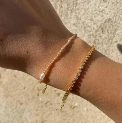 Hultquist Copenhagen Zuri Armbånd m. Rosa Zirkonia