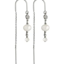 Jeberg Cordelia Pearl Chain Sølv Øreringe