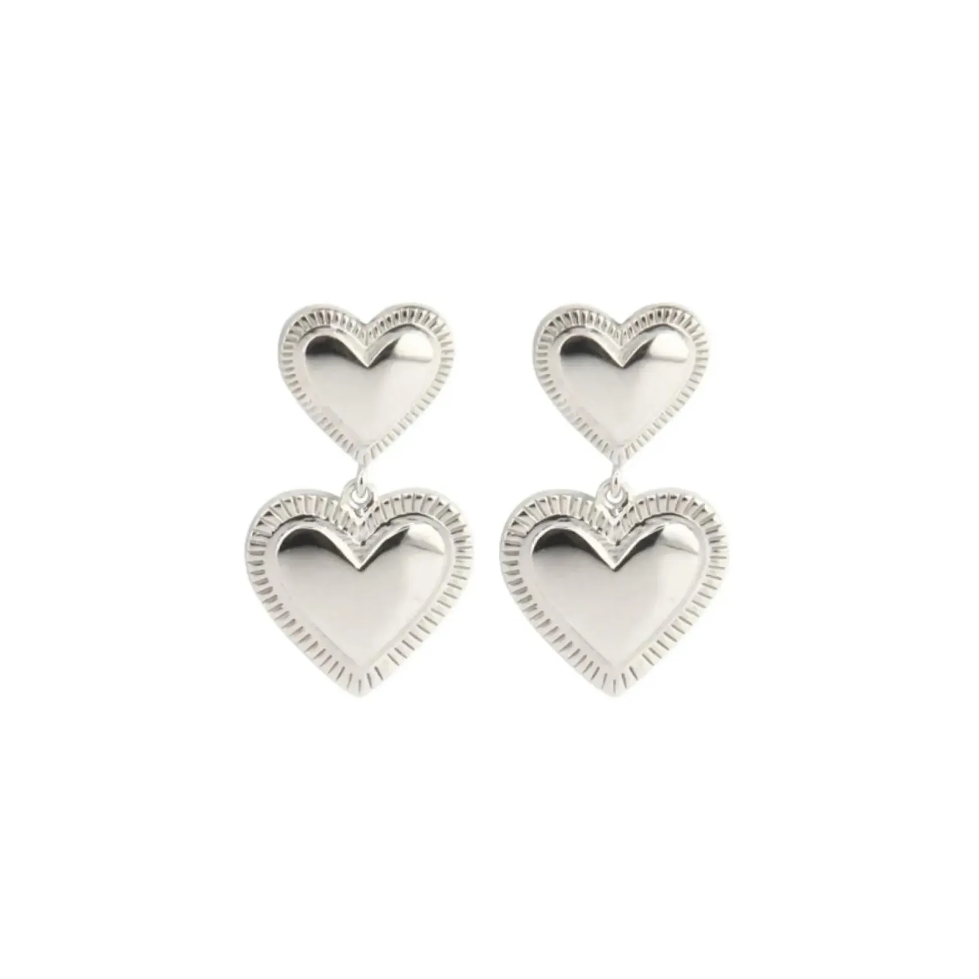 Jeberg Jewellery Rouge Noir Plain Heart Øreringe Sølv