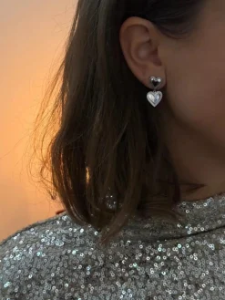 Jeberg Jewellery Rouge Noir Plain Heart Øreringe Sølv