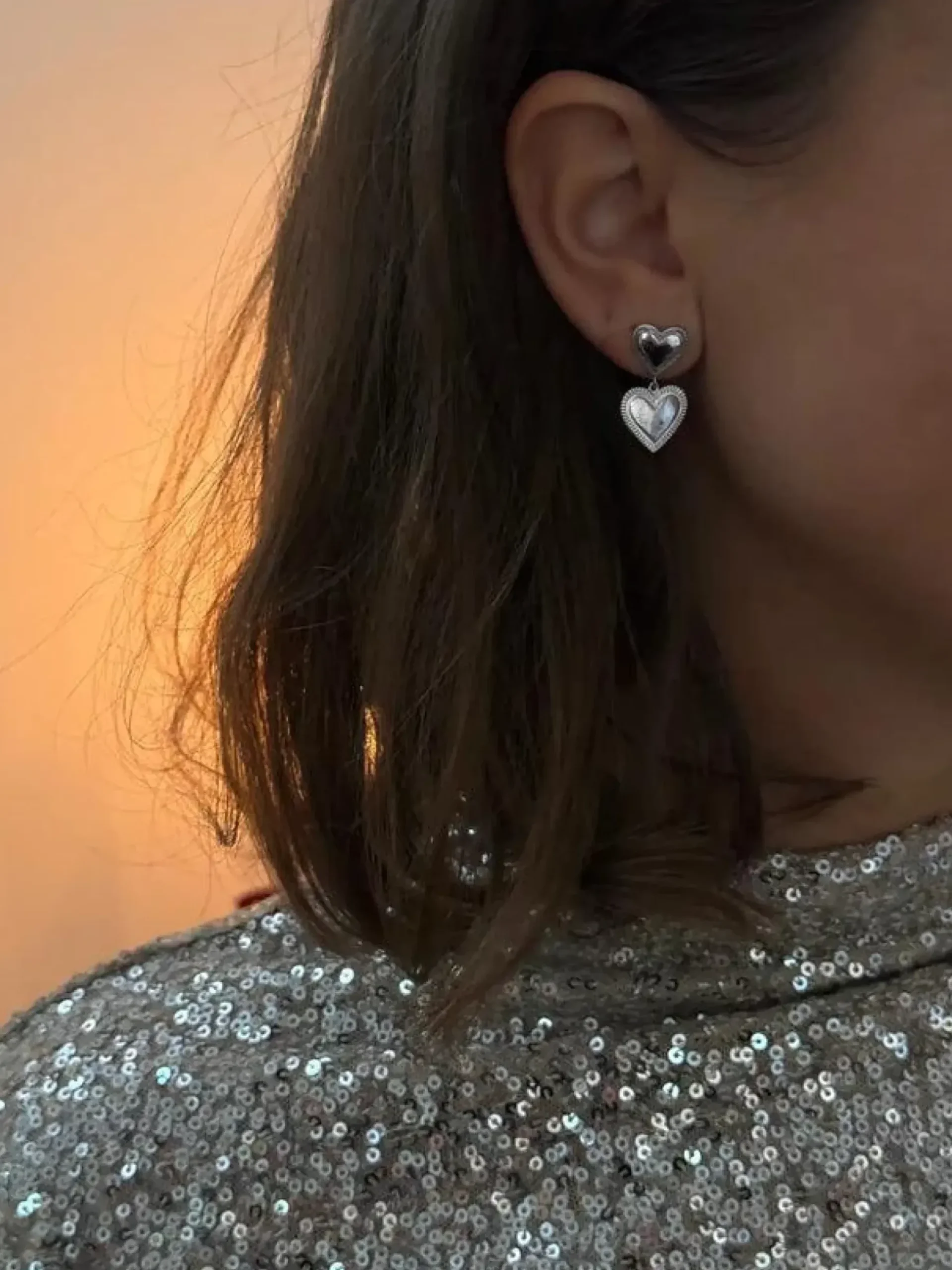 Jeberg Jewellery Rouge Noir Plain Heart Øreringe Sølv