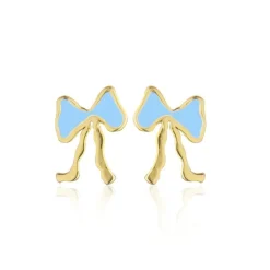 Jeberg Petite Bow Blue Stud - Sløjfe Ørestikker