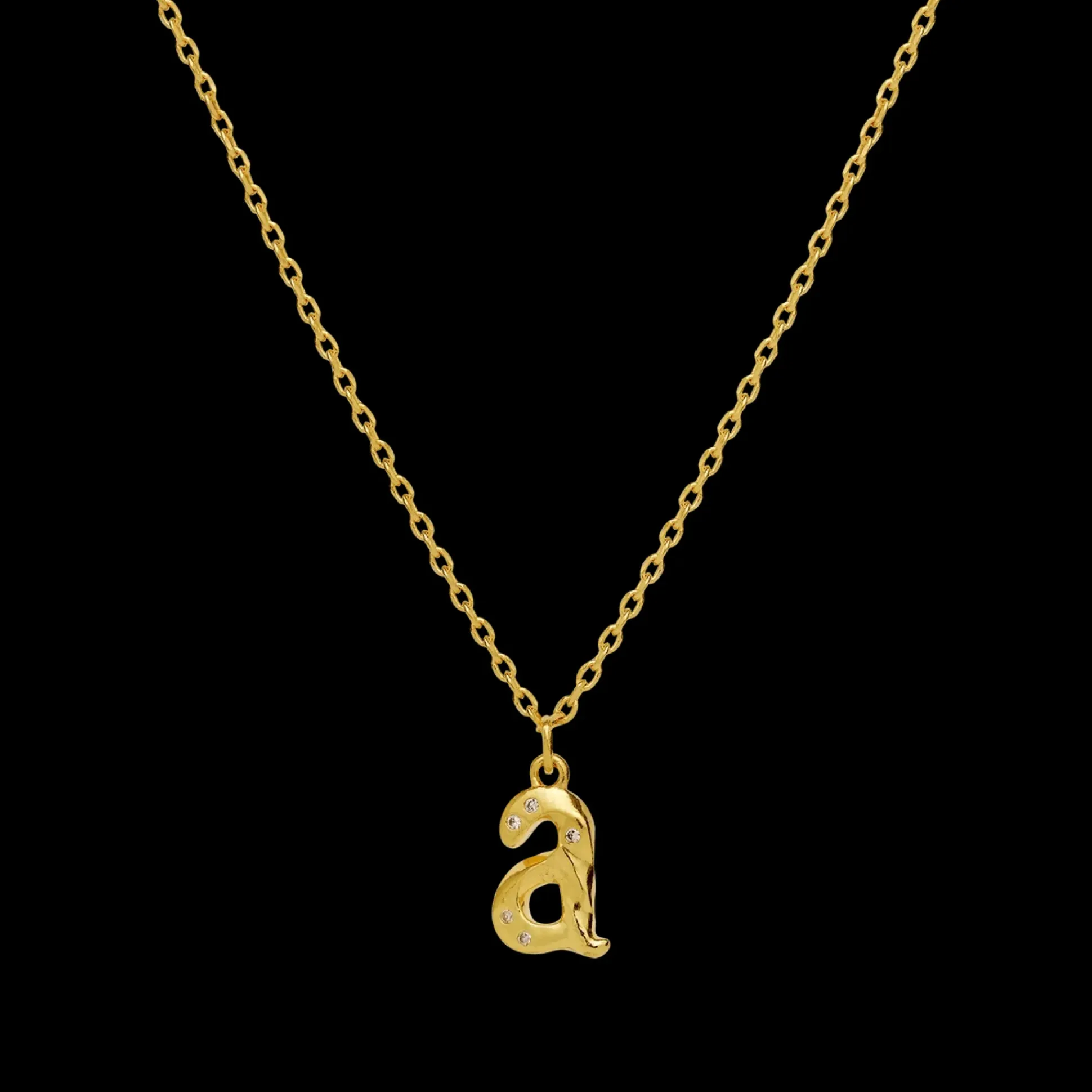 Maanesten Alphabet Letter Halskæde Forgyldt - Bogstavs Vedhæng A-Z