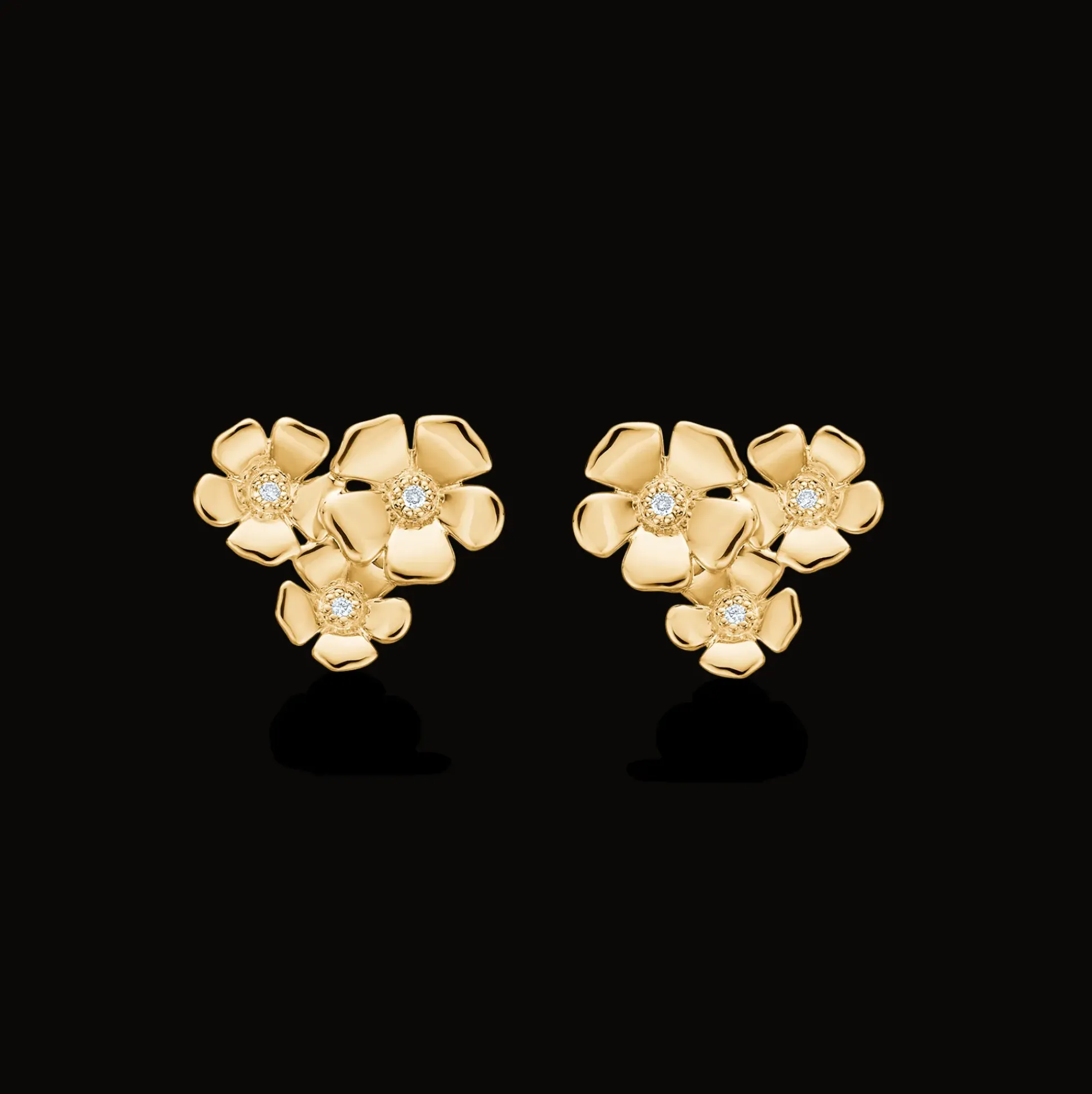 Mads Z Fleur 14kt Guld Ørestikker med Diamanter 0.021ct W.Si