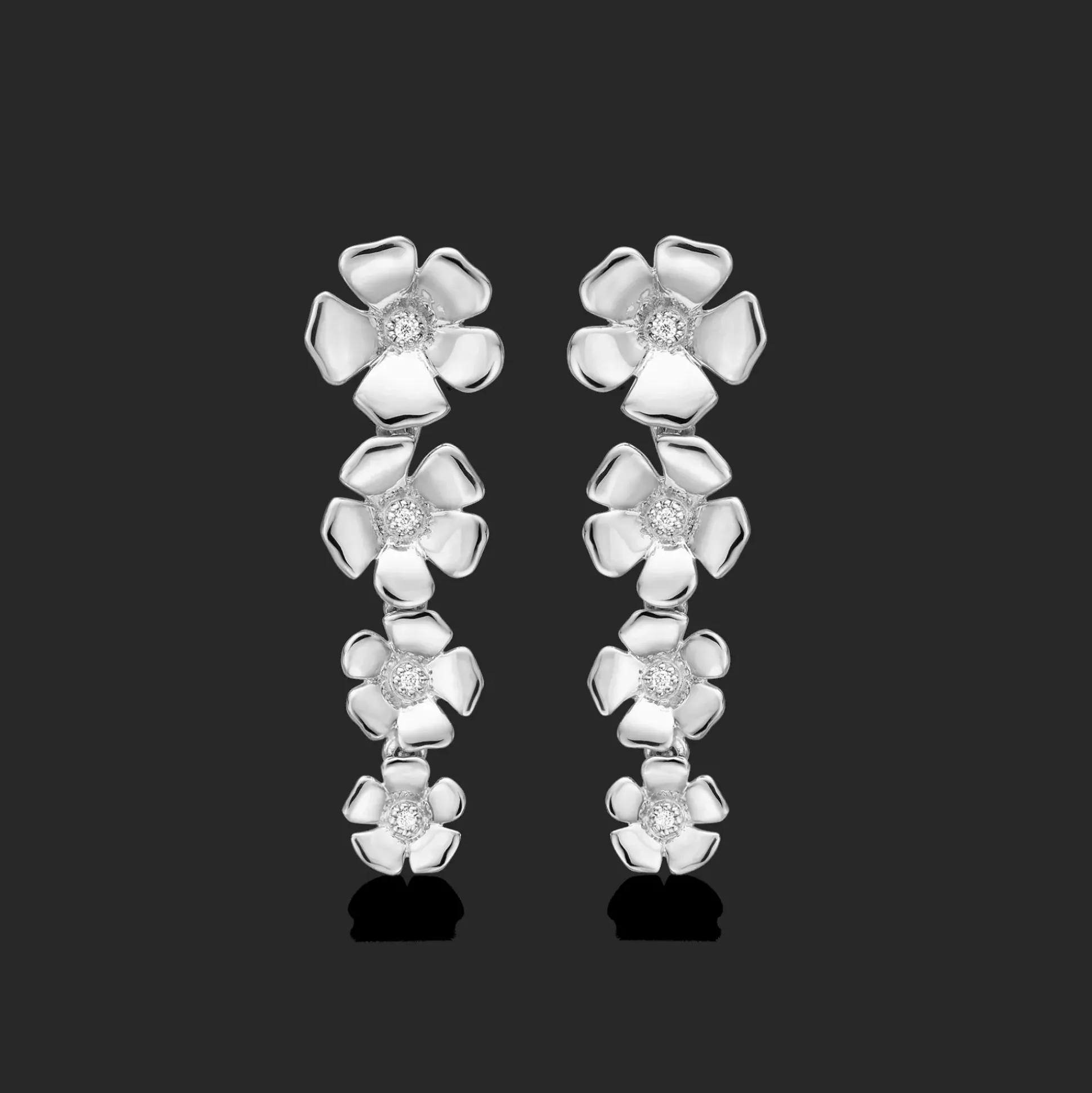 Mads Z Sølv Fleur Sølv Ørehængere 30mm