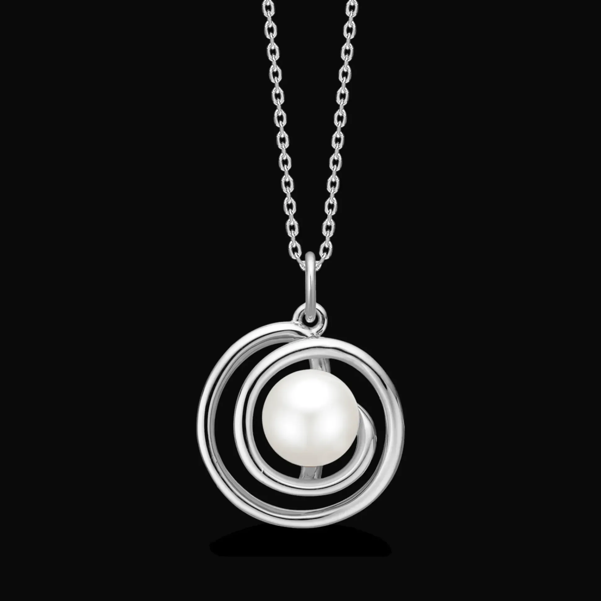 Mads Z Sølv Swirl Pearl Sølv Halskæde
