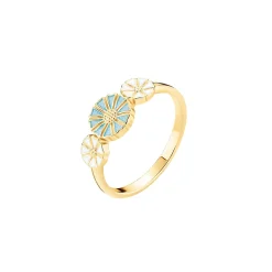 Marguerit Ring m.3 Margueritter - Lyseblå & Hvid