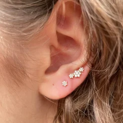 MARIA TASH Diamond Flower Treaded Stud Earring 3mm