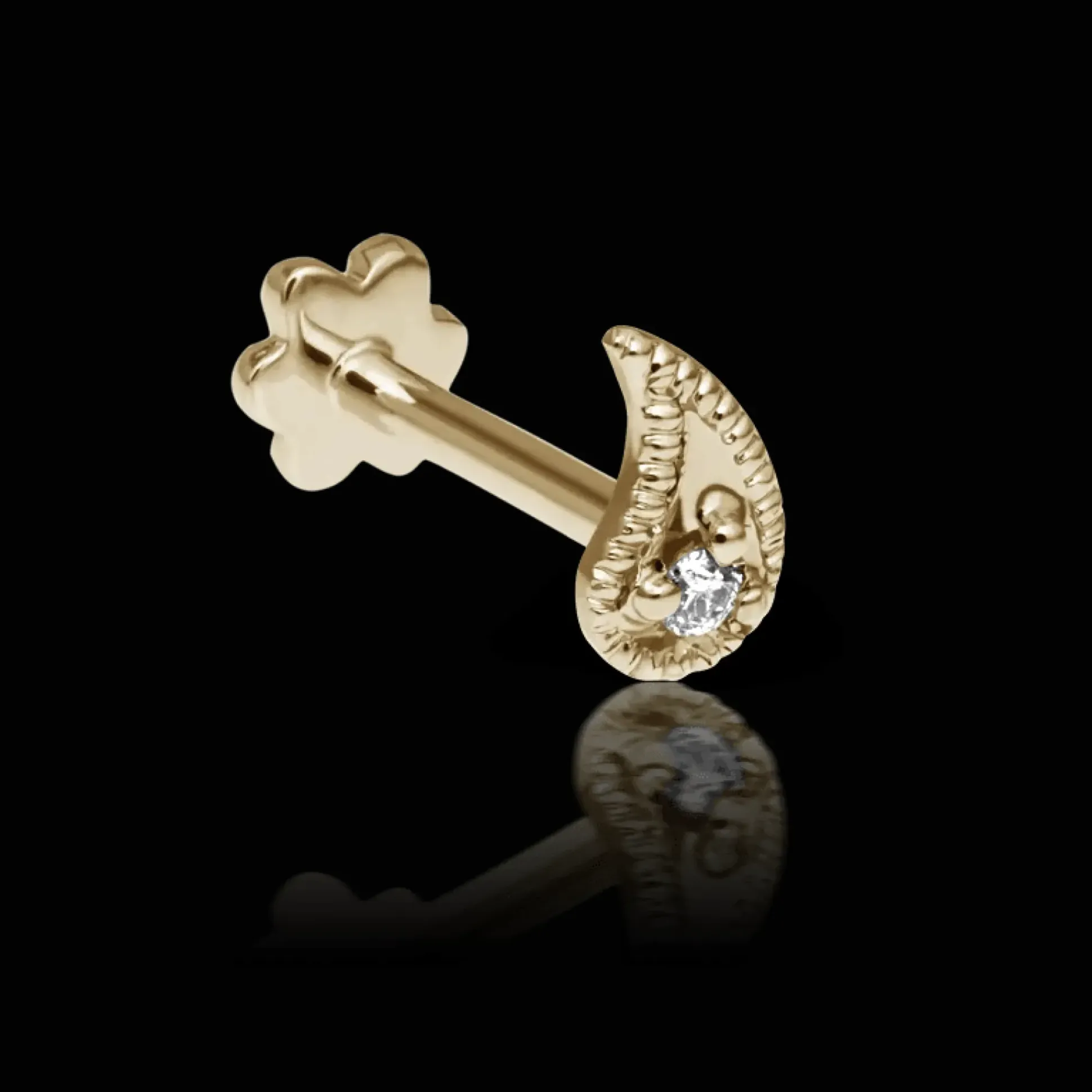 MARIA TASH Diamond Paisley Threaded Stud Left