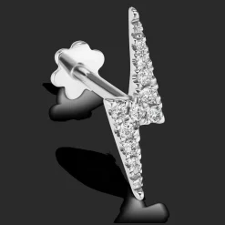 MARIA TASH 11mm Diamond Lightning Bolt Threaded Stud Hvidguld