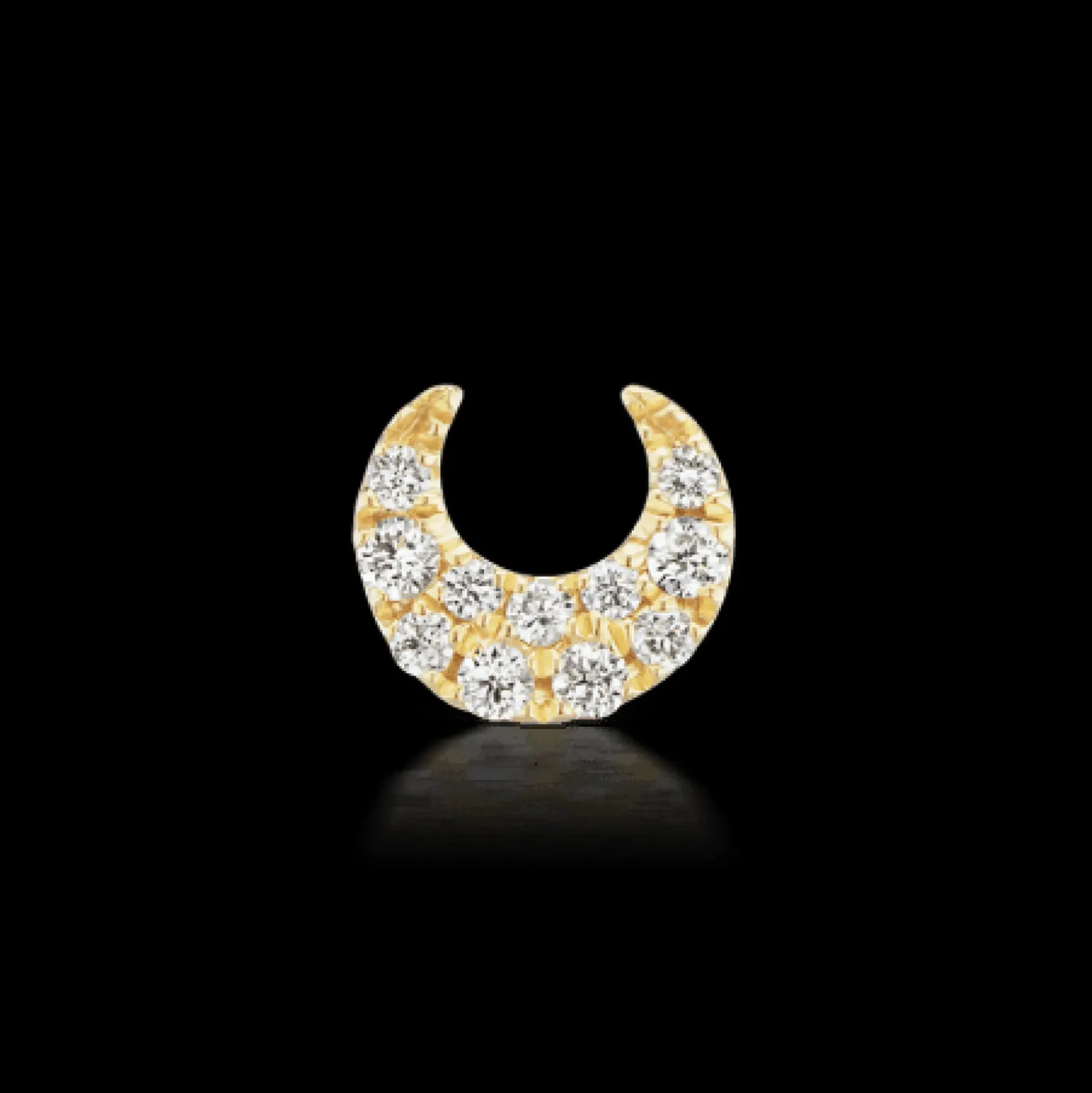 MARIA TASH Small Diamond Moon Threaded Stud 18k