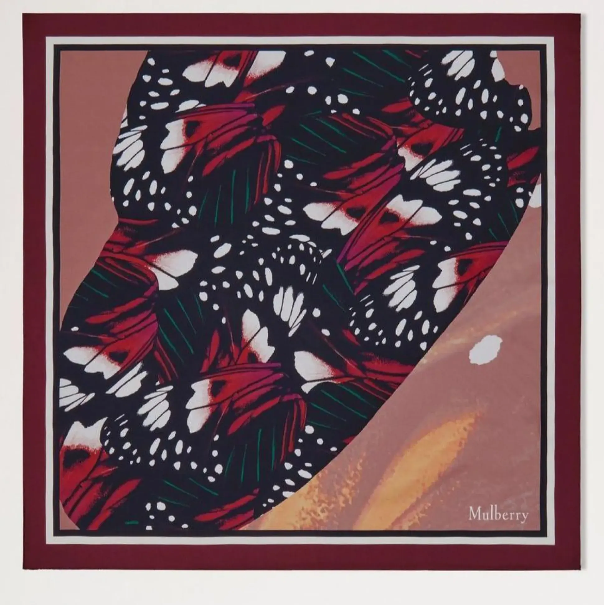 Mulberry Butterfly Wings square Scarf - Black Cherry