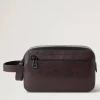 Mulberry Double Zip Wash Case Two Tone Leather Dark Chokolate