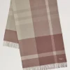 Mulberry Large Check Merino Wool Scarf Autumn Rose & Powder Rose Merino Wool