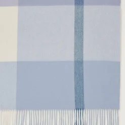 Mulberry Large Check Merino Wool Scarf Poplin Blue-White