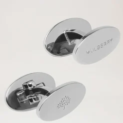 Mulberry Oval Reversible Cufflinks Silver Plated Brass