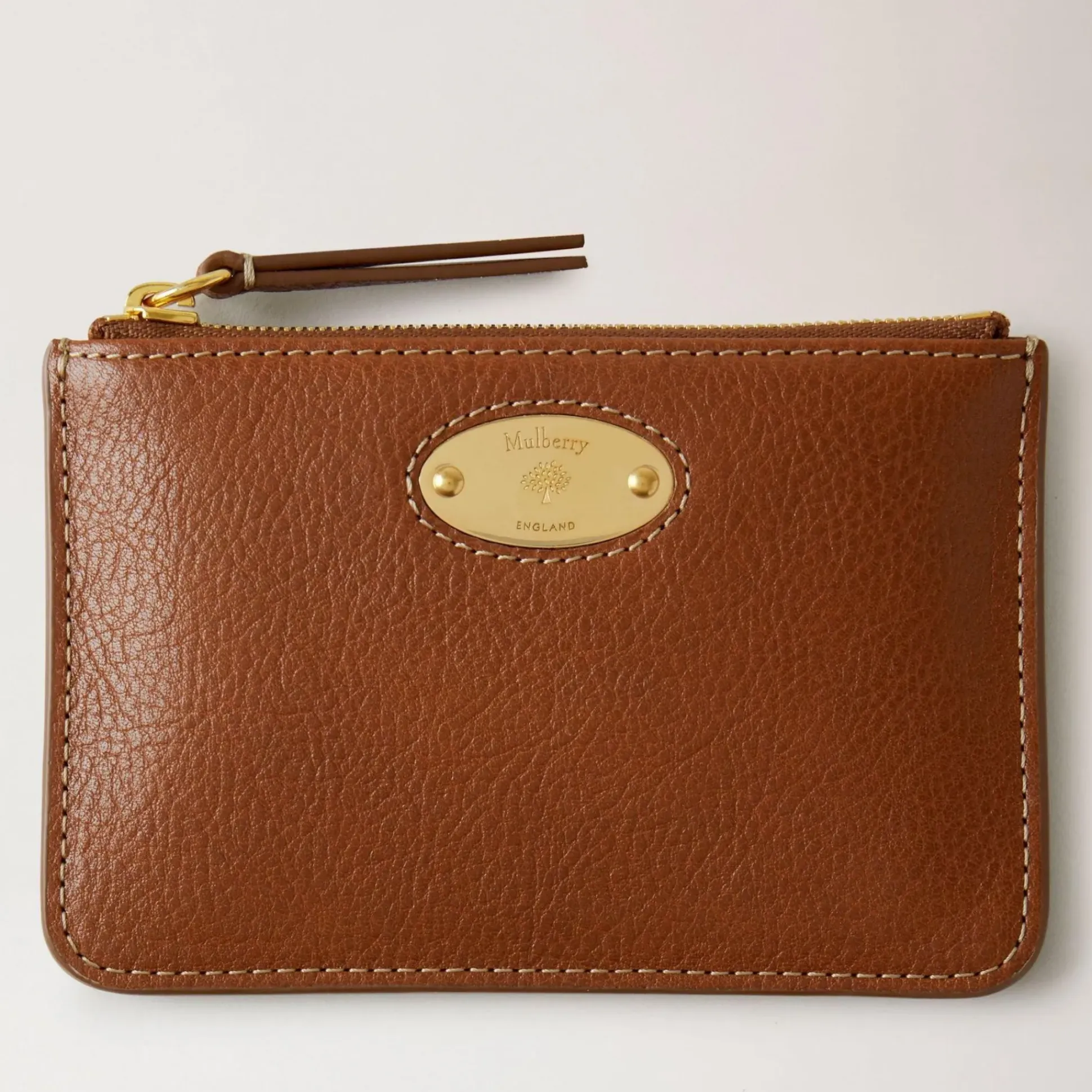 Mulberry Pung - Plaque Small Zip Pouch Oak NVT Legacy