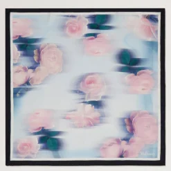 Mulberry Rose & Blue Border Square Scarf