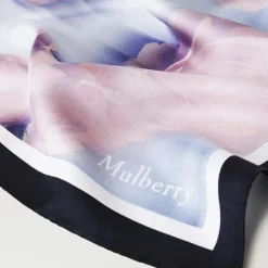 Mulberry Rose & Blue Border Square Scarf