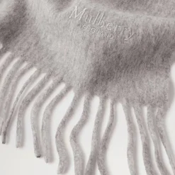 Mulberry Small Solid Merino Wool Scarf Grey