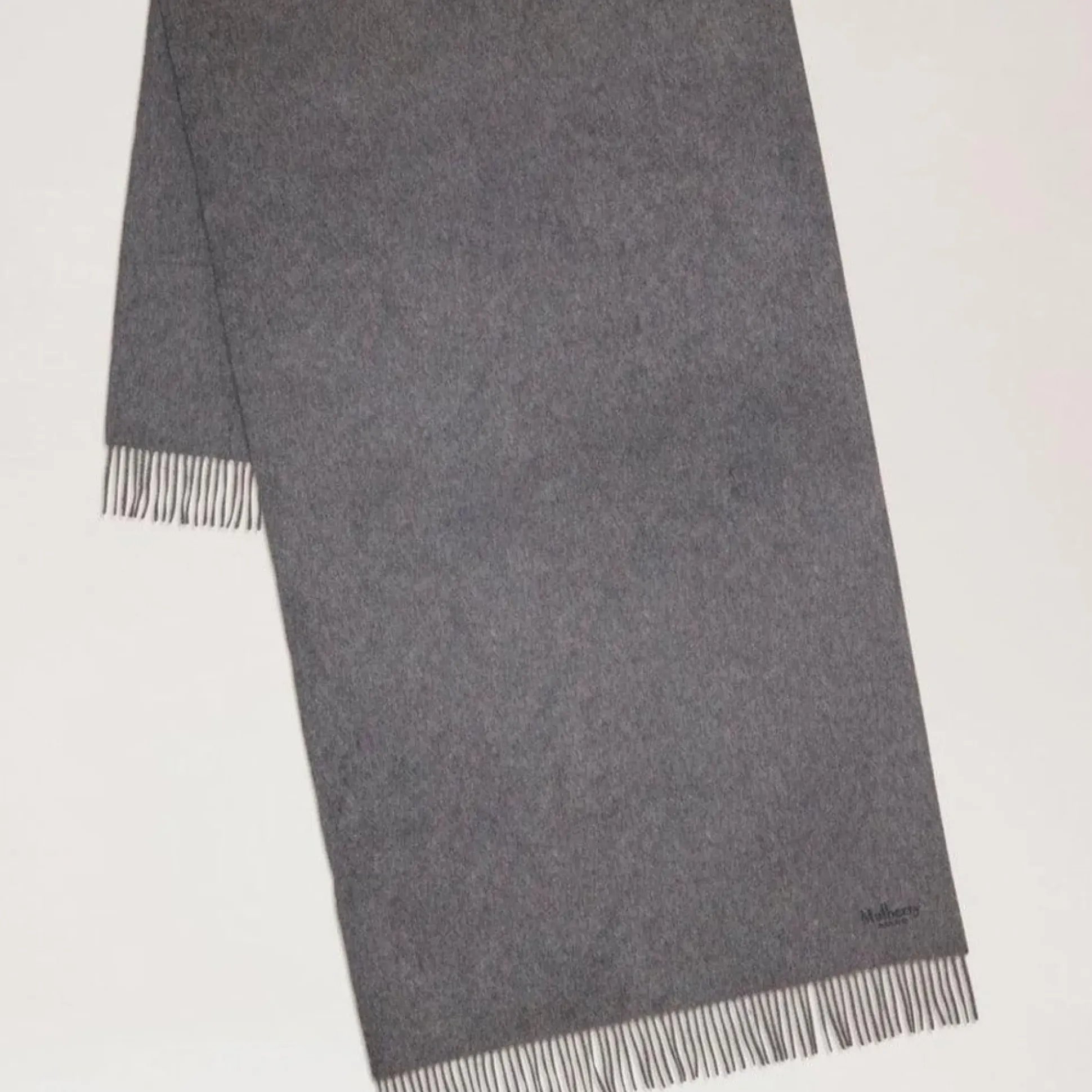 Mulberry Solid Merino Wool Scarf Grey Melange