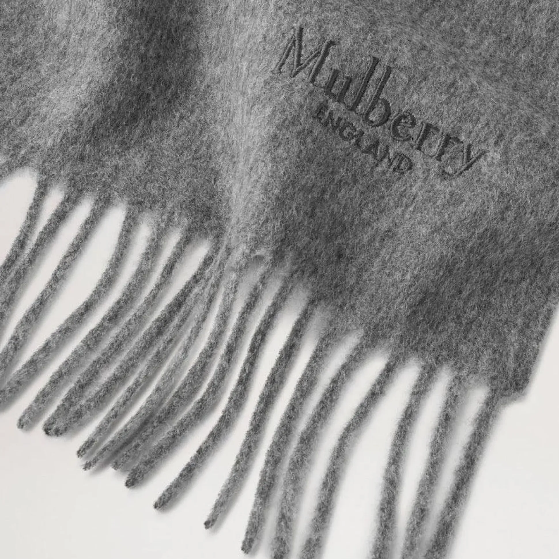 Mulberry Solid Merino Wool Scarf Grey Melange