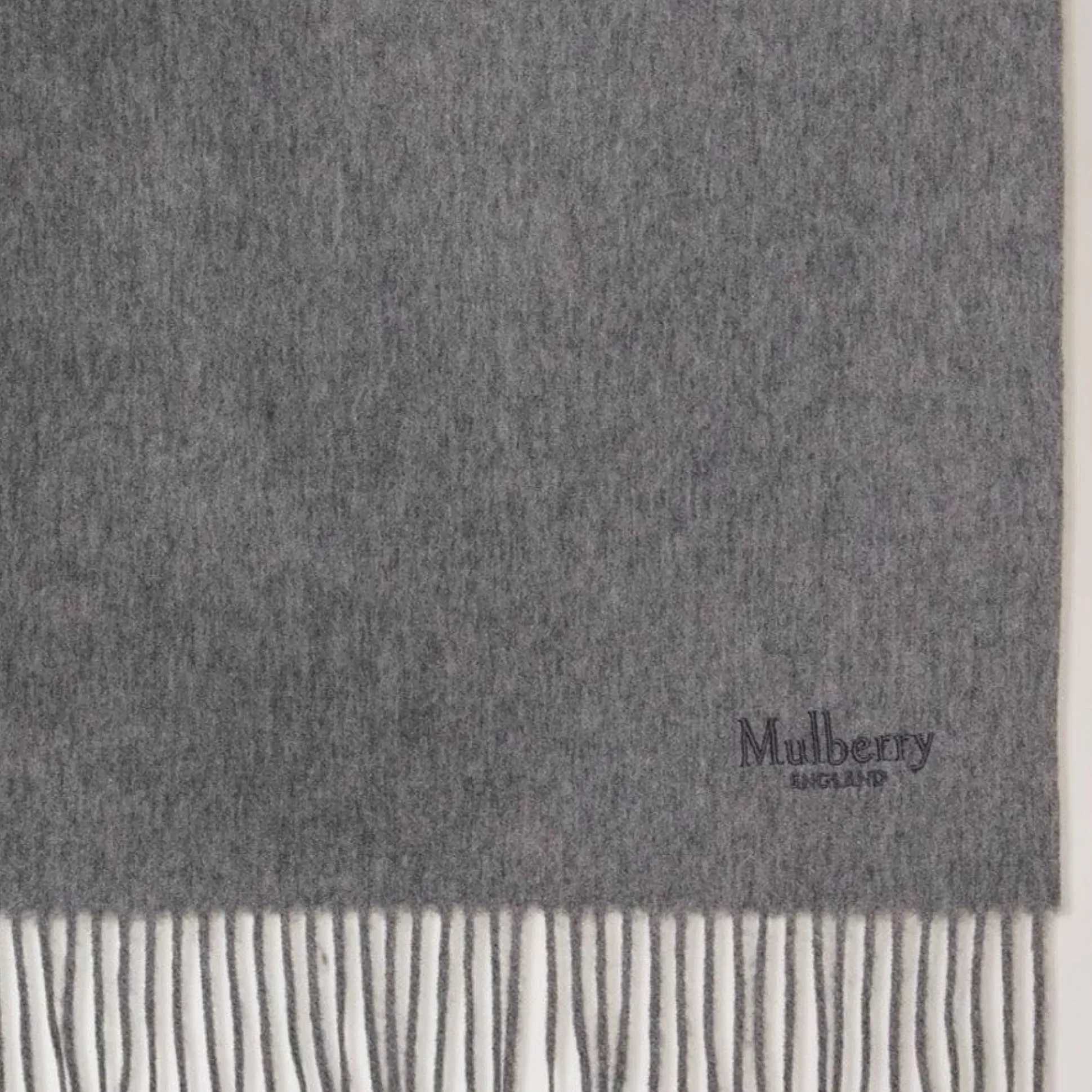 Mulberry Solid Merino Wool Scarf Grey Melange