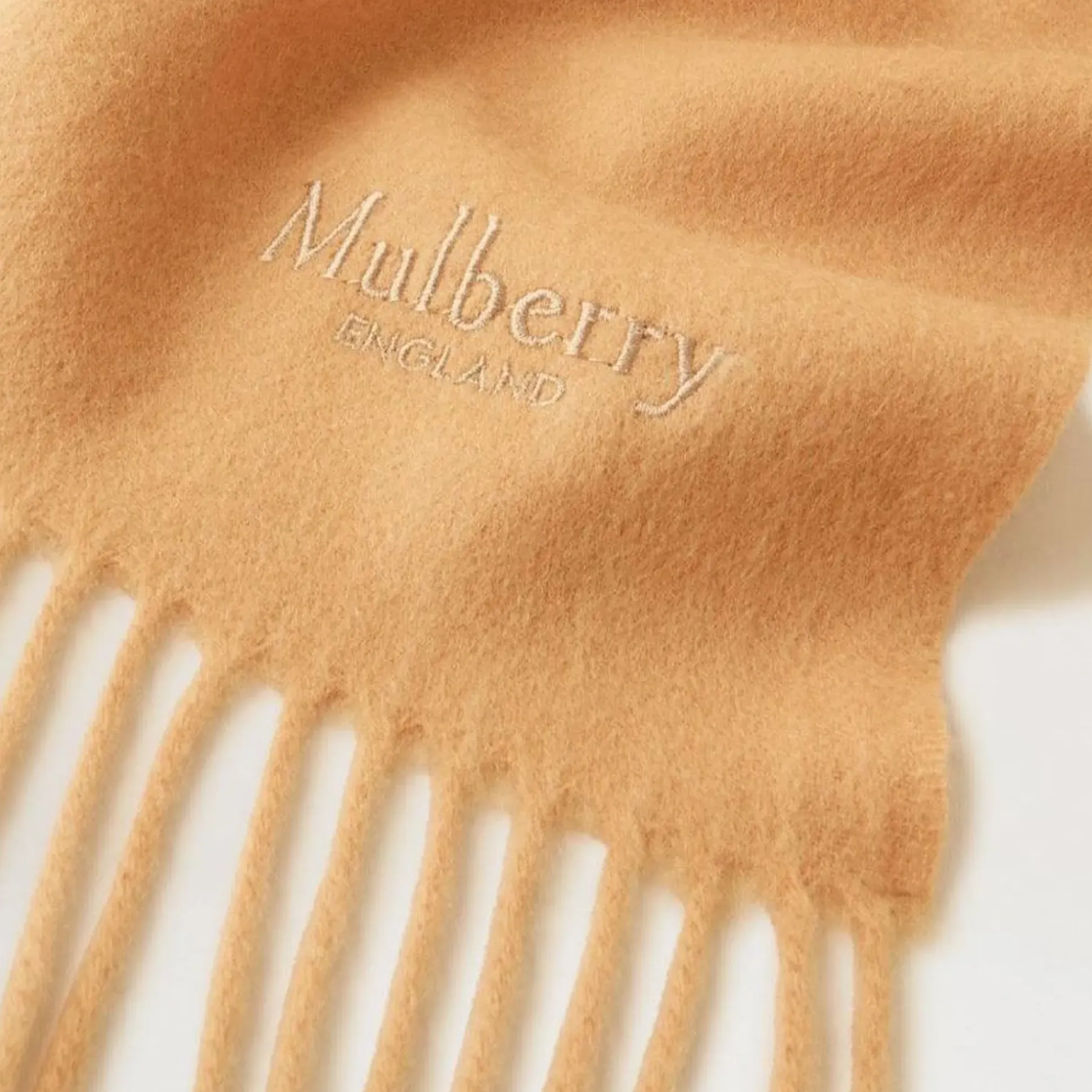 Mulberry Solid Merino Wool Scarf Camel