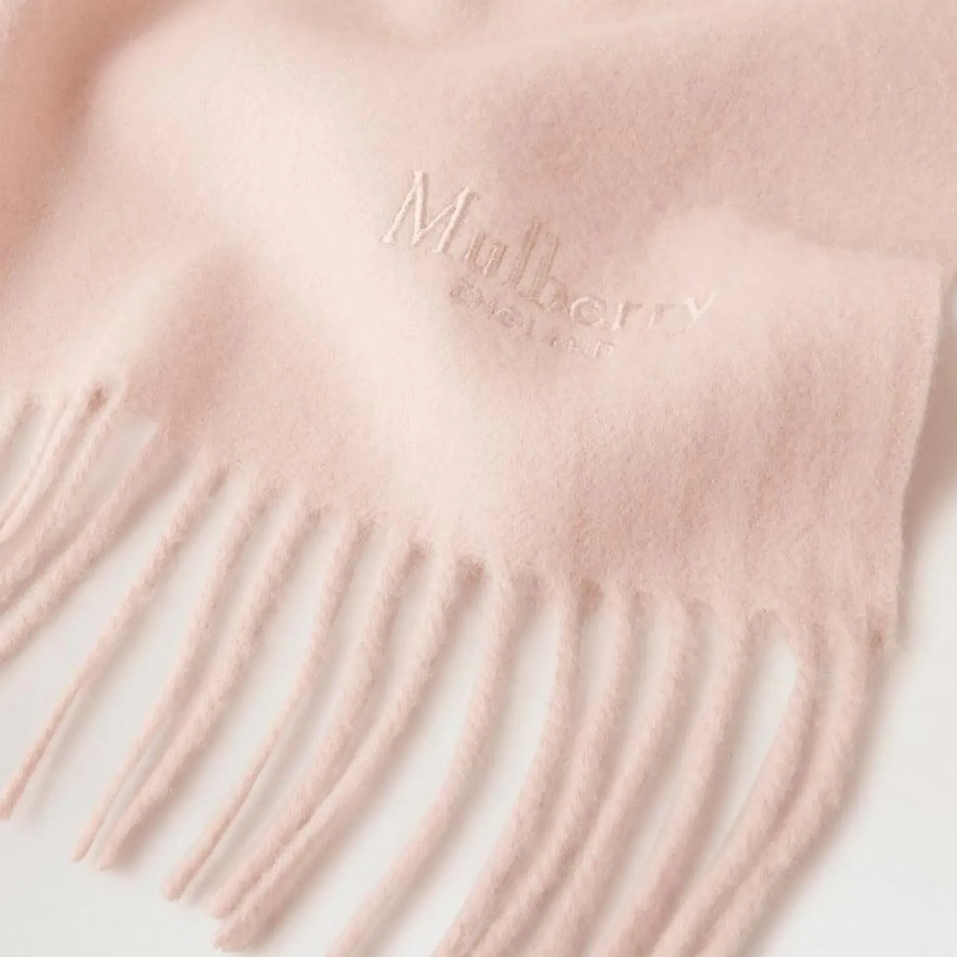 Mulberry Solid Merino Wool Scarf Rosewater