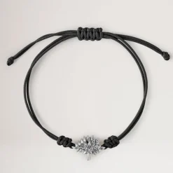 Mulberry Tree Cord Bracelet - Black Sterling & Silver
