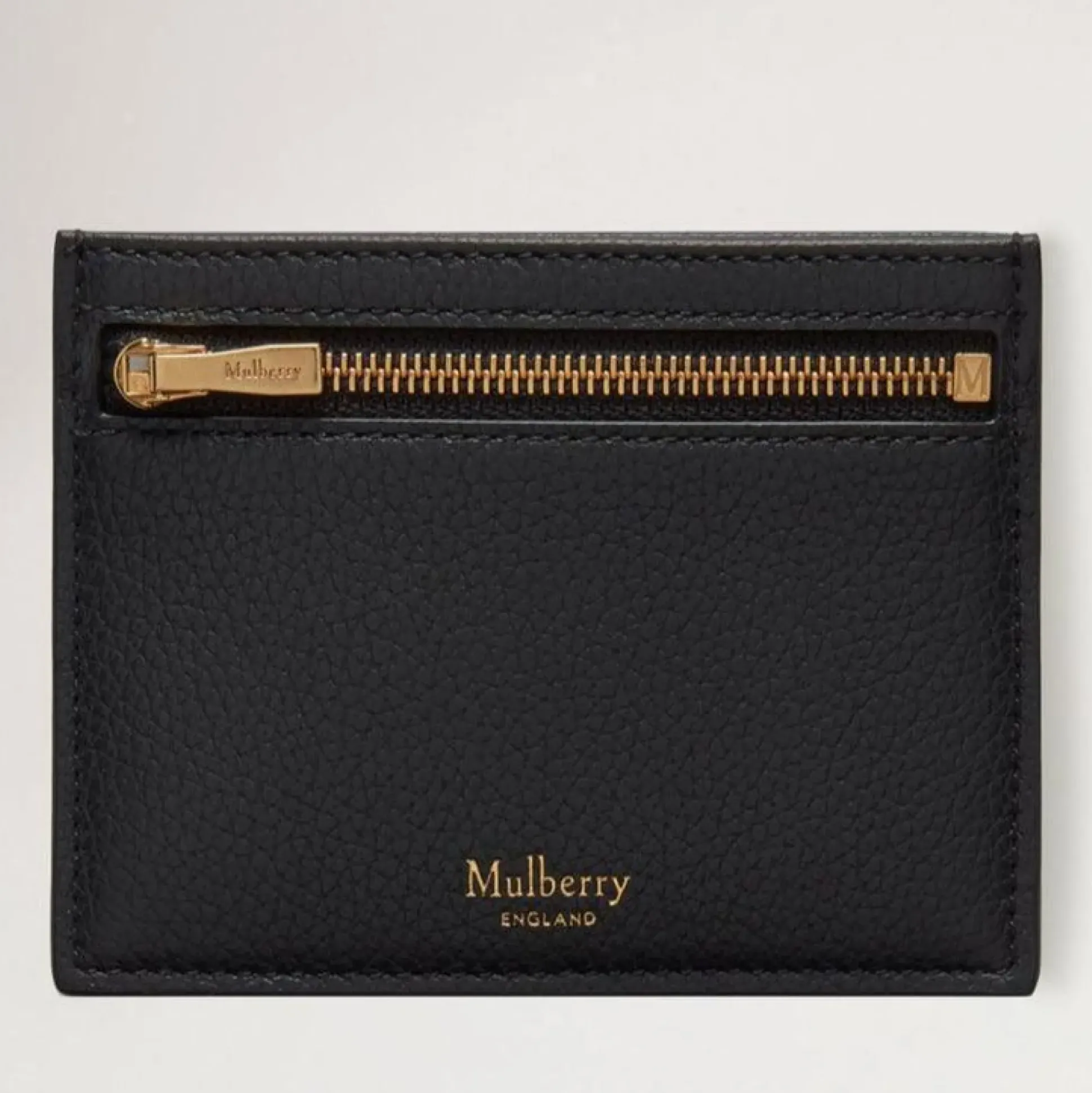 Mulberry Zipped Credit Card Slip Small Classic Grain Black