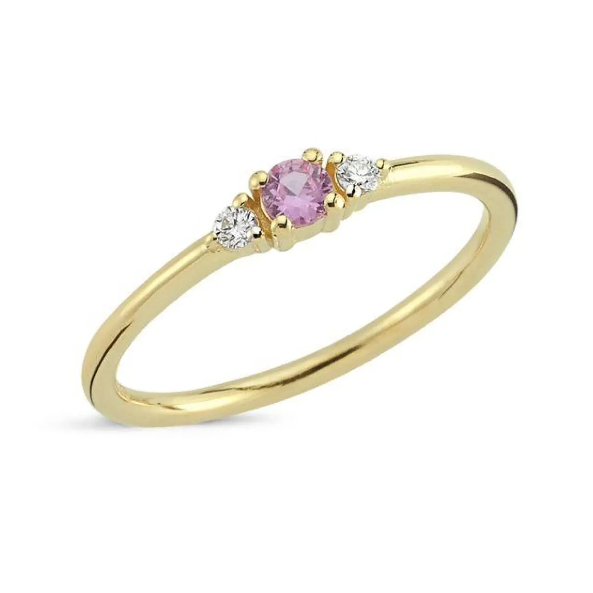 Nuran 14kt Petit Ring Pink Safir & Diamanter