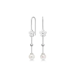 Polar Jewelry Sakura Hanging Pearl Sølv Øreringe