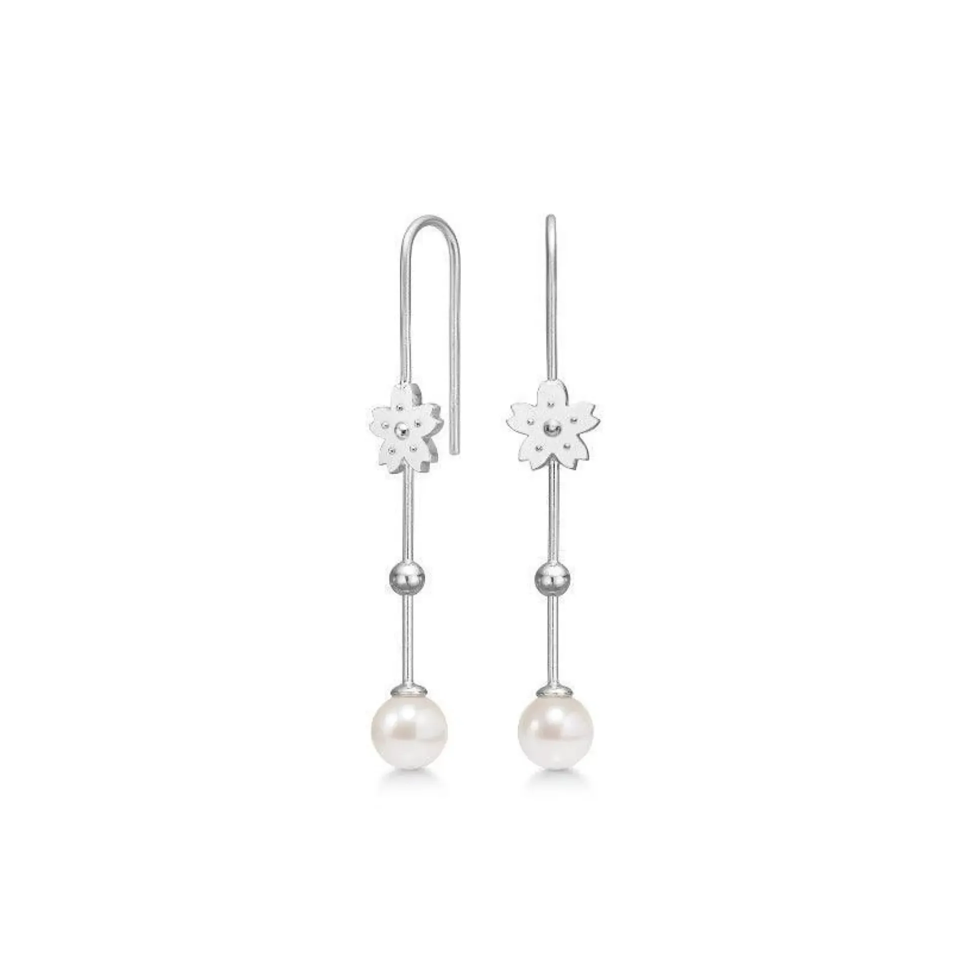 Polar Jewelry Sakura Hanging Pearl Sølv Øreringe