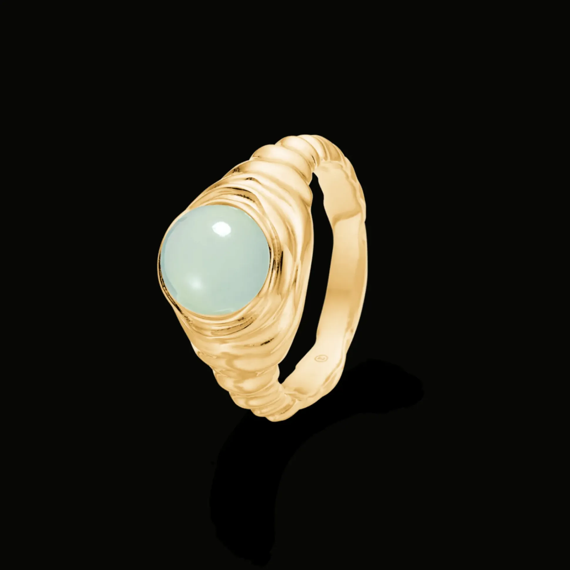 Studio Z Endless Waves Forgyldt Ring m. Grøn Zirkonia